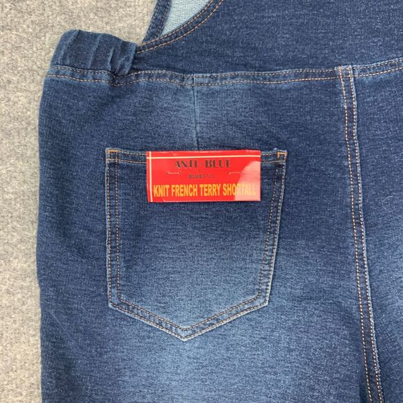 Blue Spice Knit French Terry Shortalls Womens L Large Denim Anti Blue Pockets - Picture 10 of 15